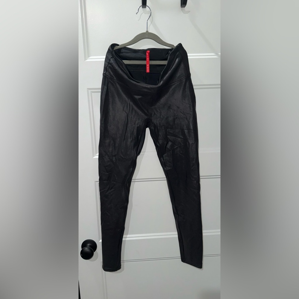 SPANX faux  Black leather Leggings